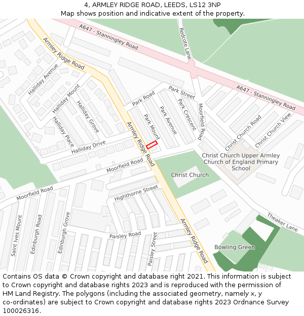 4, ARMLEY RIDGE ROAD, LEEDS, LS12 3NP: Location map and indicative extent of plot
