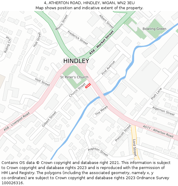 4, ATHERTON ROAD, HINDLEY, WIGAN, WN2 3EU: Location map and indicative extent of plot