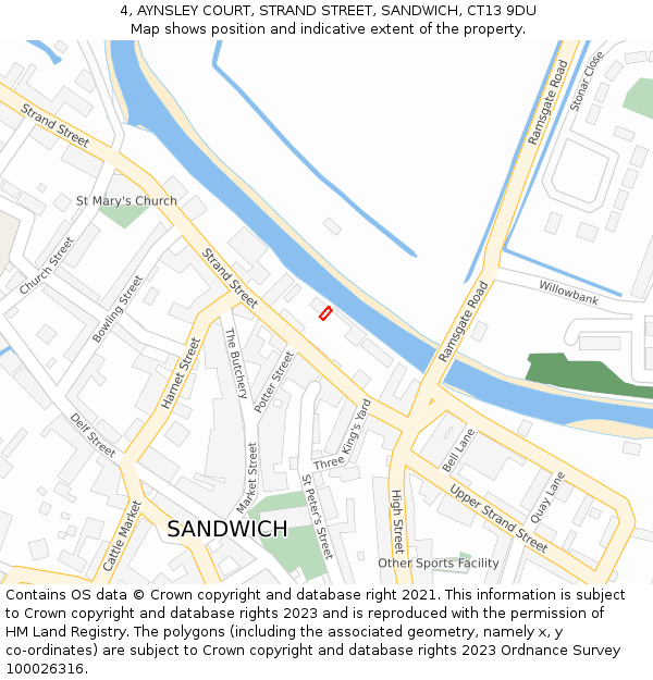 4, AYNSLEY COURT, STRAND STREET, SANDWICH, CT13 9DU: Location map and indicative extent of plot