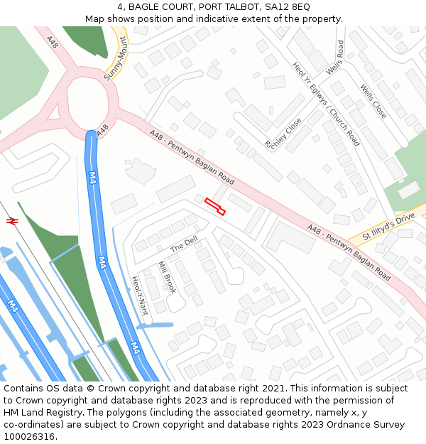 4, BAGLE COURT, PORT TALBOT, SA12 8EQ: Location map and indicative extent of plot