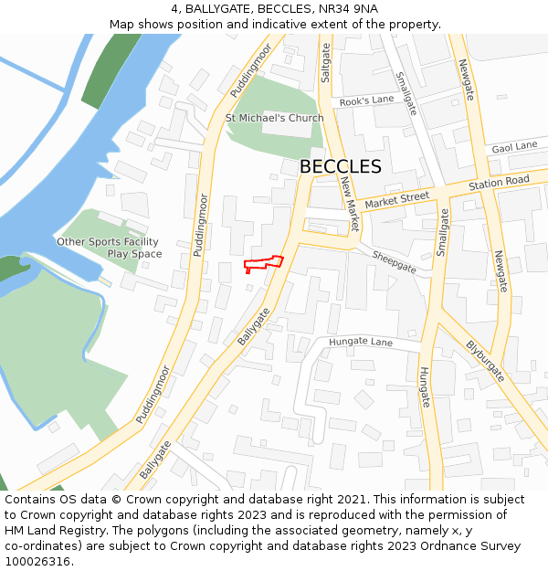 4, BALLYGATE, BECCLES, NR34 9NA: Location map and indicative extent of plot