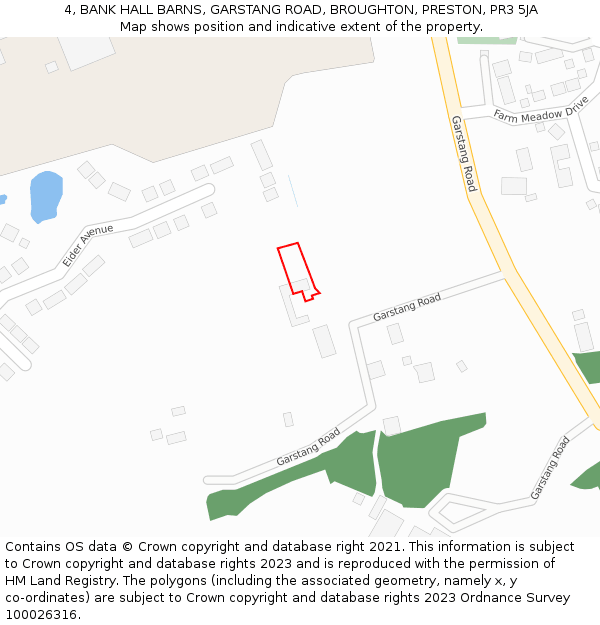4, BANK HALL BARNS, GARSTANG ROAD, BROUGHTON, PRESTON, PR3 5JA: Location map and indicative extent of plot