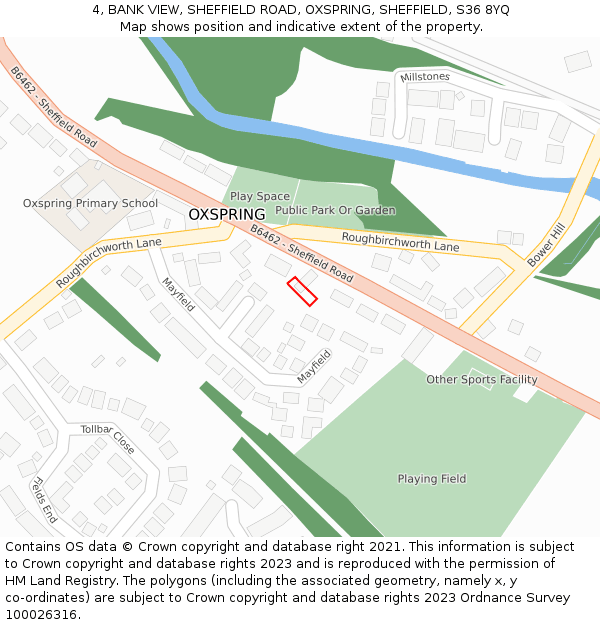 4, BANK VIEW, SHEFFIELD ROAD, OXSPRING, SHEFFIELD, S36 8YQ: Location map and indicative extent of plot