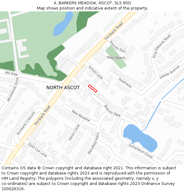 4, BARKERS MEADOW, ASCOT, SL5 8SD: Location map and indicative extent of plot