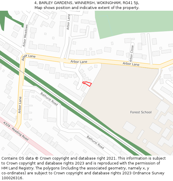4, BARLEY GARDENS, WINNERSH, WOKINGHAM, RG41 5JL: Location map and indicative extent of plot
