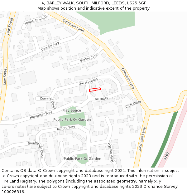 4, BARLEY WALK, SOUTH MILFORD, LEEDS, LS25 5GF: Location map and indicative extent of plot