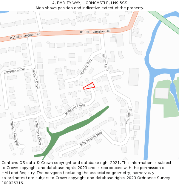 4, BARLEY WAY, HORNCASTLE, LN9 5SS: Location map and indicative extent of plot