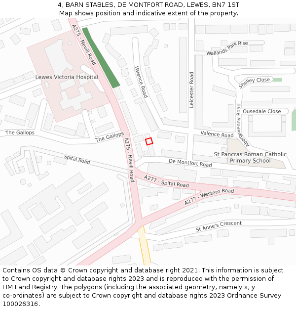 4, BARN STABLES, DE MONTFORT ROAD, LEWES, BN7 1ST: Location map and indicative extent of plot