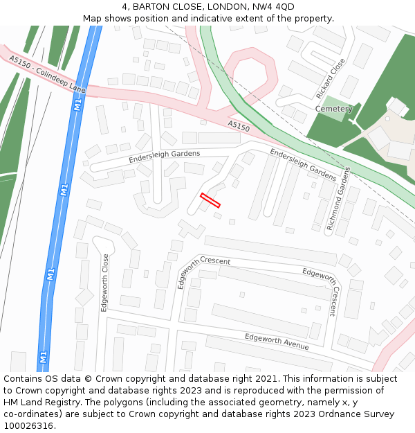 4, BARTON CLOSE, LONDON, NW4 4QD: Location map and indicative extent of plot