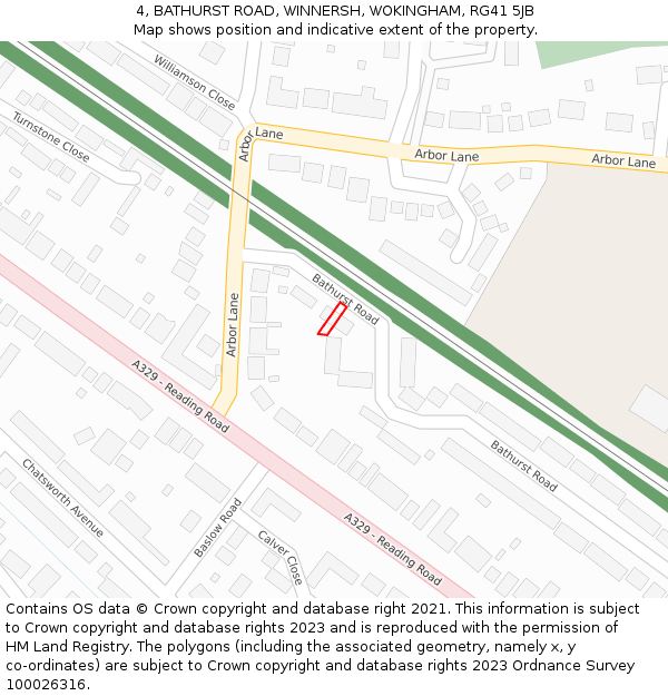 4, BATHURST ROAD, WINNERSH, WOKINGHAM, RG41 5JB: Location map and indicative extent of plot