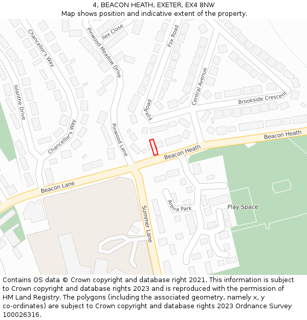 4, BEACON HEATH, EXETER, EX4 8NW: Location map and indicative extent of plot