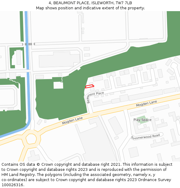 4, BEAUMONT PLACE, ISLEWORTH, TW7 7LB: Location map and indicative extent of plot
