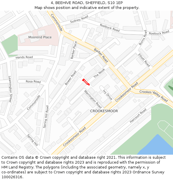 4, BEEHIVE ROAD, SHEFFIELD, S10 1EP: Location map and indicative extent of plot