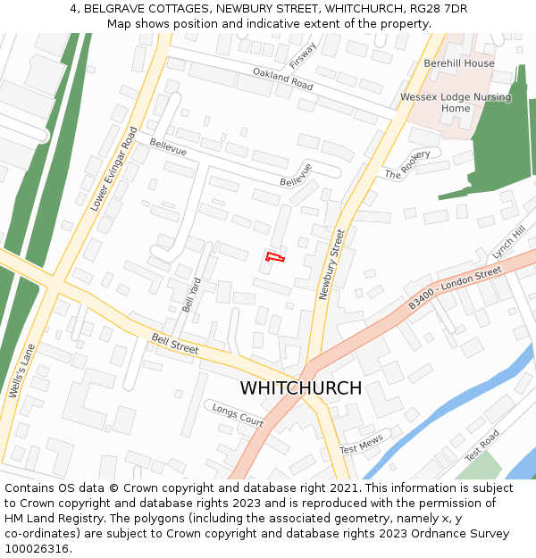4, BELGRAVE COTTAGES, NEWBURY STREET, WHITCHURCH, RG28 7DR: Location map and indicative extent of plot