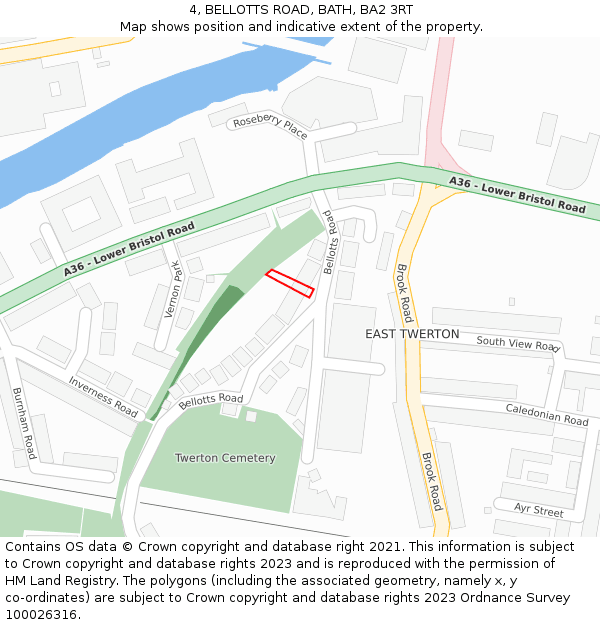4, BELLOTTS ROAD, BATH, BA2 3RT: Location map and indicative extent of plot