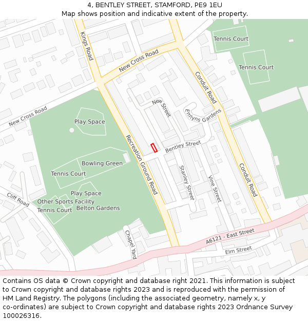 4, BENTLEY STREET, STAMFORD, PE9 1EU: Location map and indicative extent of plot
