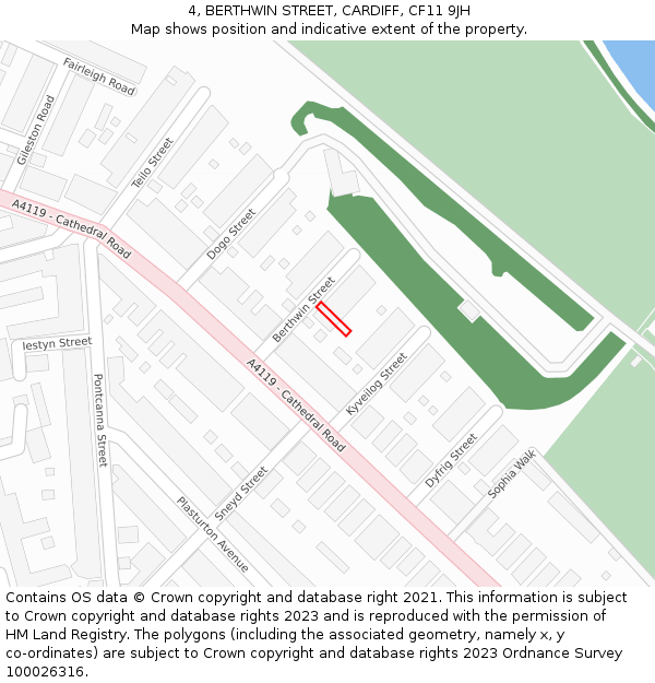 4, BERTHWIN STREET, CARDIFF, CF11 9JH: Location map and indicative extent of plot