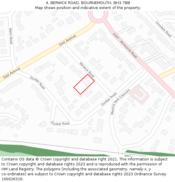 4, BERWICK ROAD, BOURNEMOUTH, BH3 7BB: Location map and indicative extent of plot