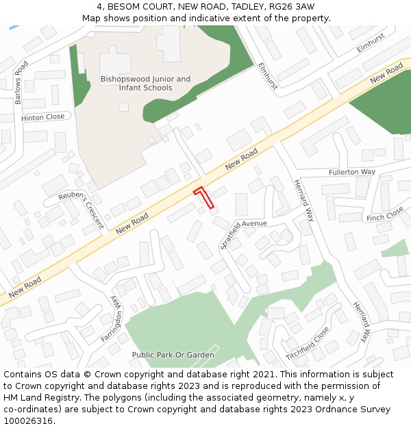 4, BESOM COURT, NEW ROAD, TADLEY, RG26 3AW: Location map and indicative extent of plot