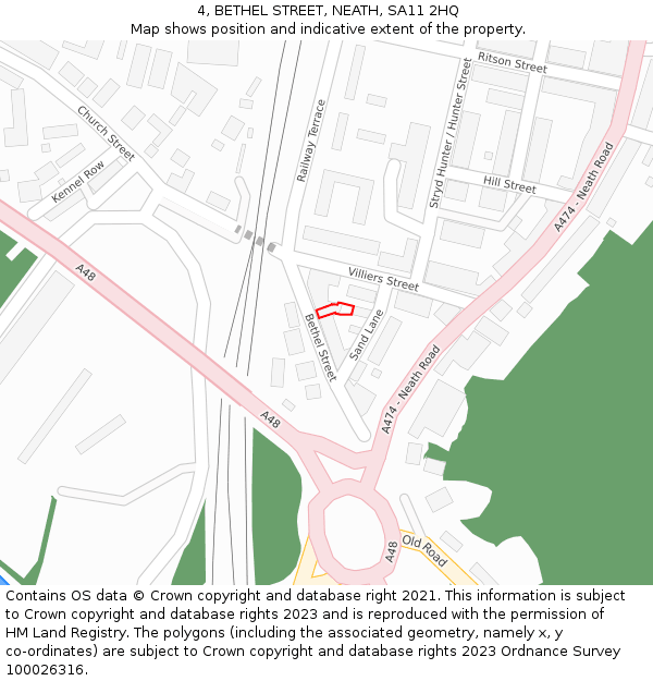 4, BETHEL STREET, NEATH, SA11 2HQ: Location map and indicative extent of plot