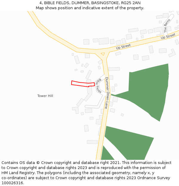4, BIBLE FIELDS, DUMMER, BASINGSTOKE, RG25 2AN: Location map and indicative extent of plot