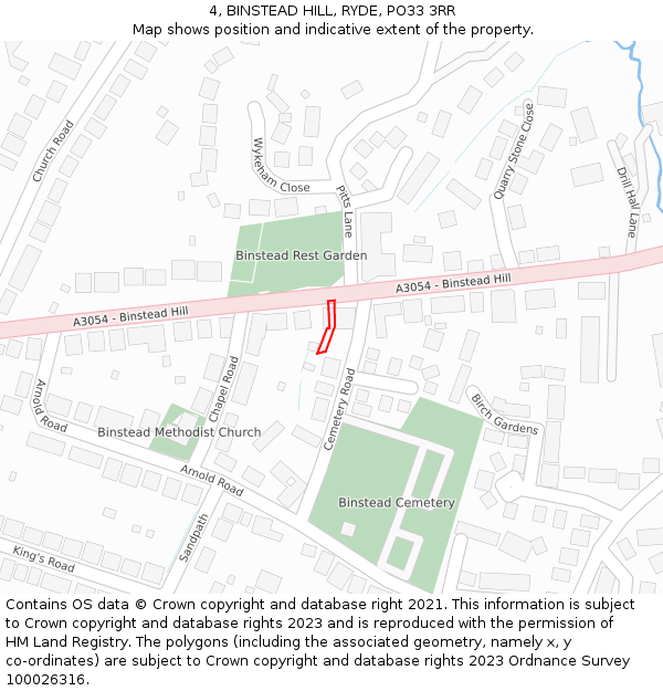 4, BINSTEAD HILL, RYDE, PO33 3RR: Location map and indicative extent of plot
