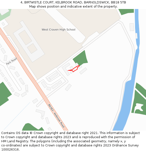 4, BIRTWISTLE COURT, KELBROOK ROAD, BARNOLDSWICK, BB18 5TB: Location map and indicative extent of plot