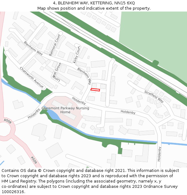 4, BLENHEIM WAY, KETTERING, NN15 6XQ: Location map and indicative extent of plot