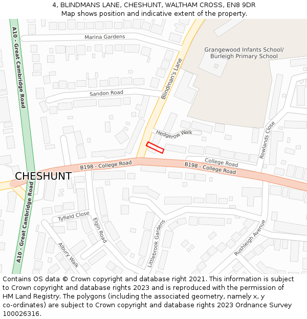 4, BLINDMANS LANE, CHESHUNT, WALTHAM CROSS, EN8 9DR: Location map and indicative extent of plot