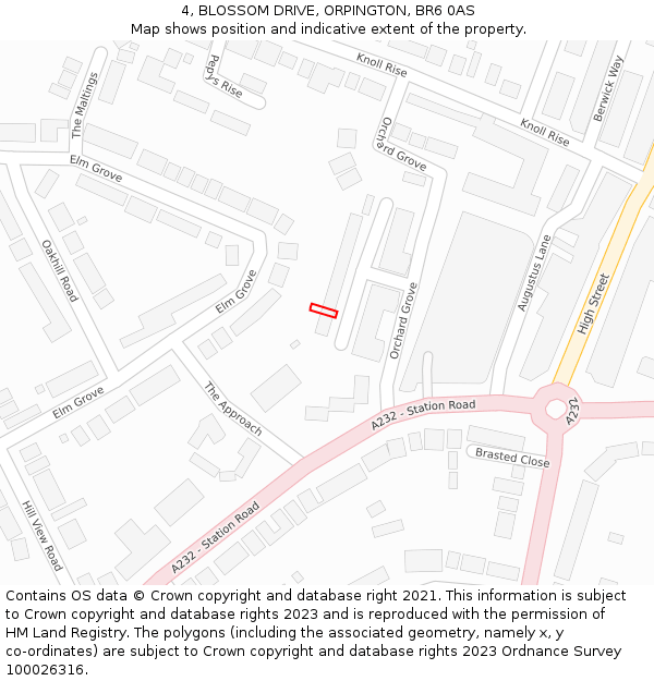 4, BLOSSOM DRIVE, ORPINGTON, BR6 0AS: Location map and indicative extent of plot