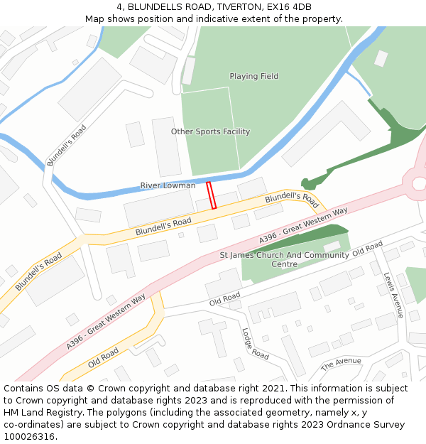 4, BLUNDELLS ROAD, TIVERTON, EX16 4DB: Location map and indicative extent of plot