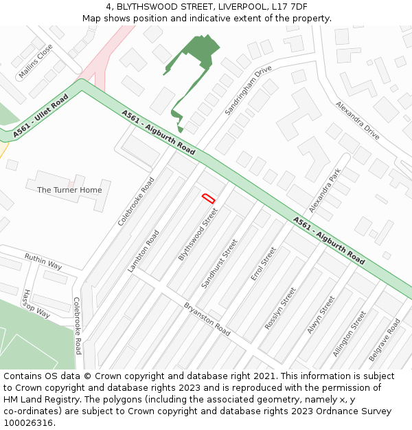 4, BLYTHSWOOD STREET, LIVERPOOL, L17 7DF: Location map and indicative extent of plot