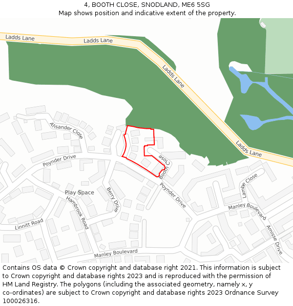 4, BOOTH CLOSE, SNODLAND, ME6 5SG: Location map and indicative extent of plot