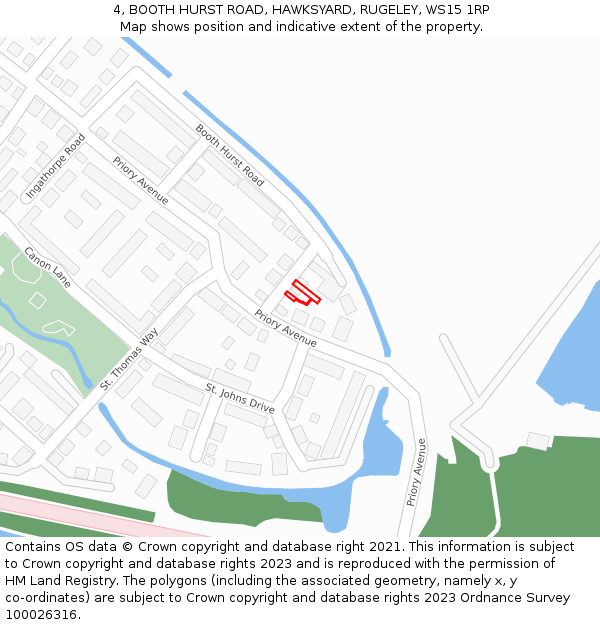 4, BOOTH HURST ROAD, HAWKSYARD, RUGELEY, WS15 1RP: Location map and indicative extent of plot