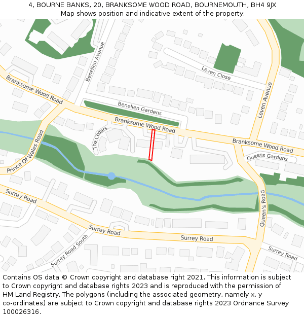 4, BOURNE BANKS, 20, BRANKSOME WOOD ROAD, BOURNEMOUTH, BH4 9JX: Location map and indicative extent of plot