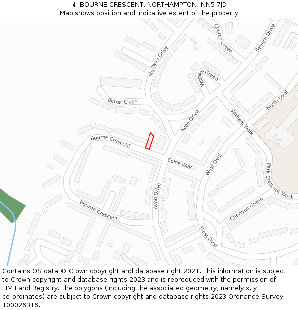 4, BOURNE CRESCENT, NORTHAMPTON, NN5 7JD: Location map and indicative extent of plot