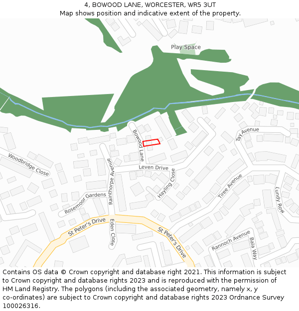 4, BOWOOD LANE, WORCESTER, WR5 3UT: Location map and indicative extent of plot