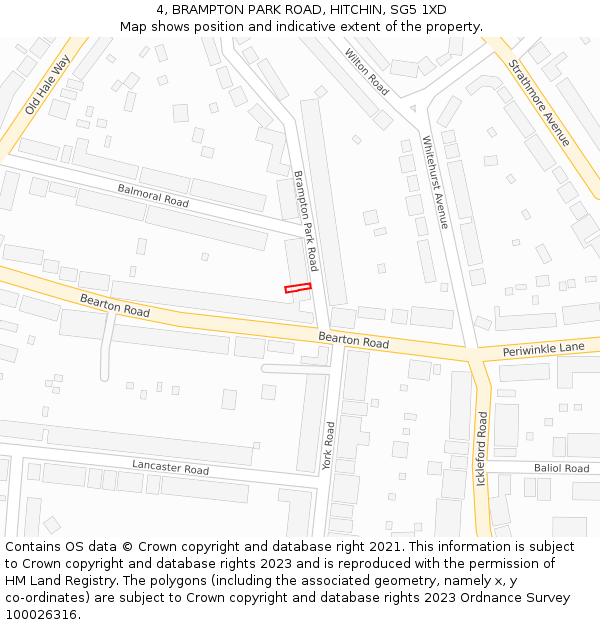 4, BRAMPTON PARK ROAD, HITCHIN, SG5 1XD: Location map and indicative extent of plot