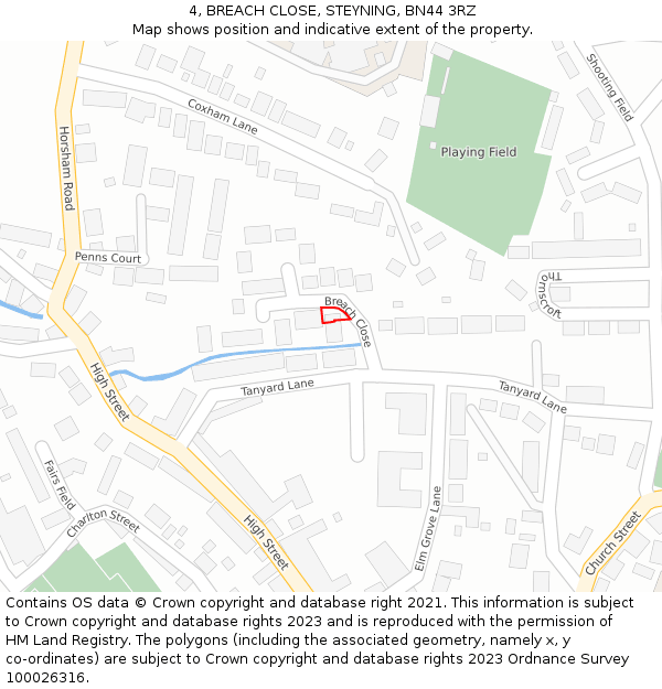 4, BREACH CLOSE, STEYNING, BN44 3RZ: Location map and indicative extent of plot