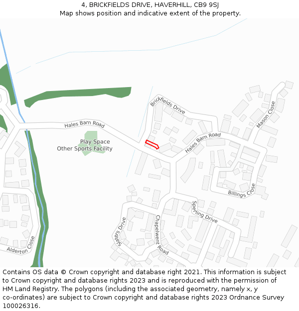 4, BRICKFIELDS DRIVE, HAVERHILL, CB9 9SJ: Location map and indicative extent of plot