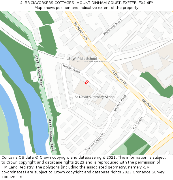 4, BRICKWORKERS COTTAGES, MOUNT DINHAM COURT, EXETER, EX4 4FY: Location map and indicative extent of plot