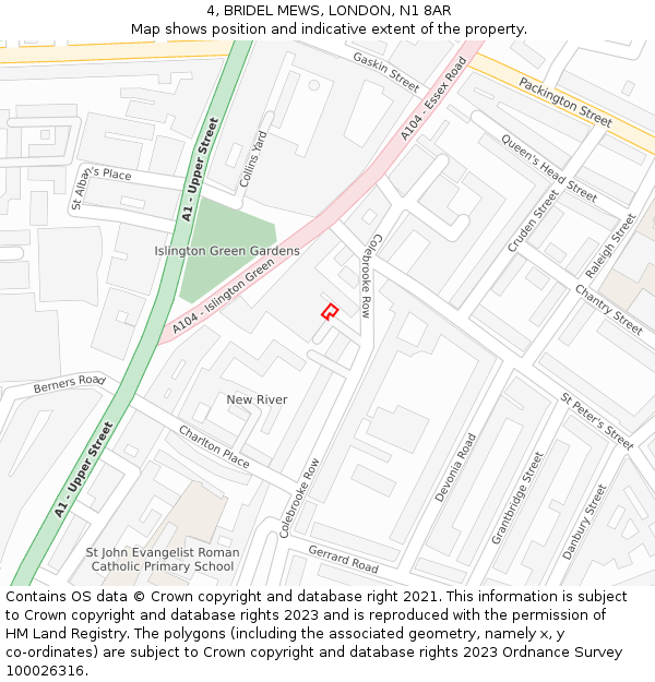 4, BRIDEL MEWS, LONDON, N1 8AR: Location map and indicative extent of plot