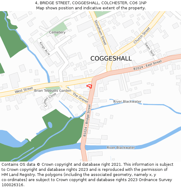 4, BRIDGE STREET, COGGESHALL, COLCHESTER, CO6 1NP: Location map and indicative extent of plot
