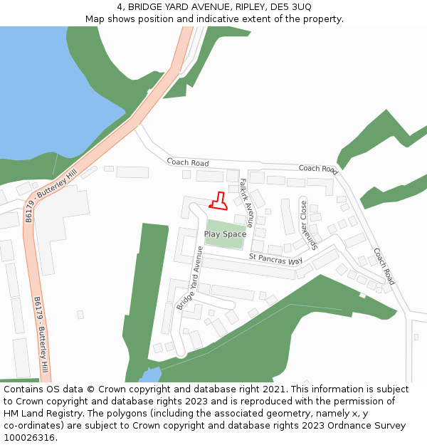 4, BRIDGE YARD AVENUE, RIPLEY, DE5 3UQ: Location map and indicative extent of plot