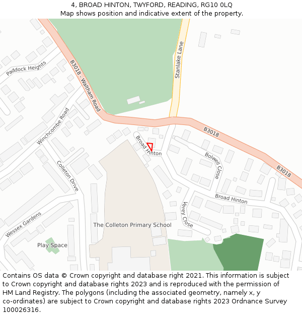 4, BROAD HINTON, TWYFORD, READING, RG10 0LQ: Location map and indicative extent of plot