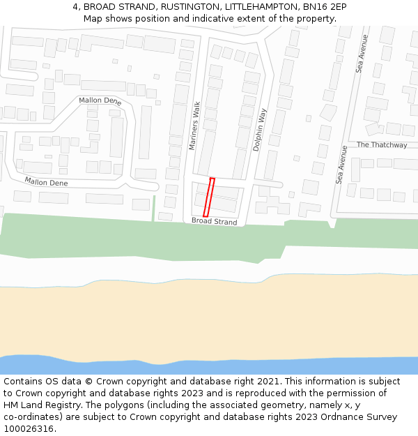 4, BROAD STRAND, RUSTINGTON, LITTLEHAMPTON, BN16 2EP: Location map and indicative extent of plot