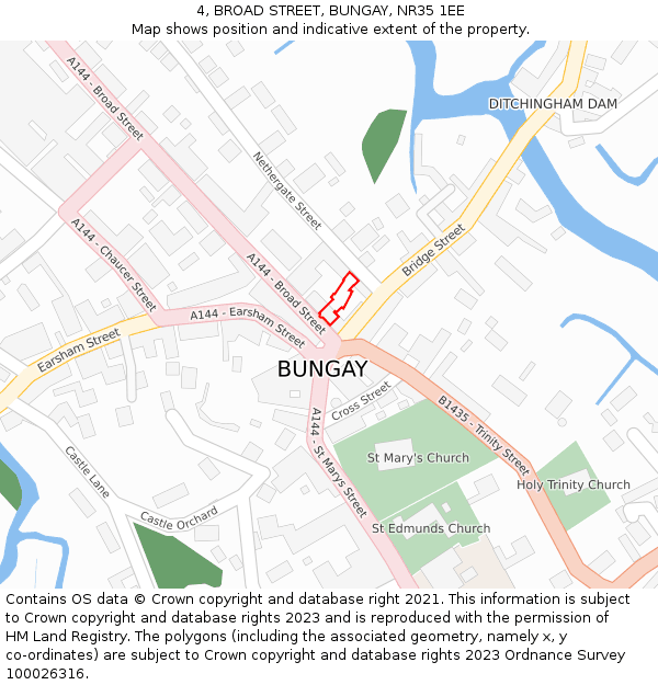 4, BROAD STREET, BUNGAY, NR35 1EE: Location map and indicative extent of plot