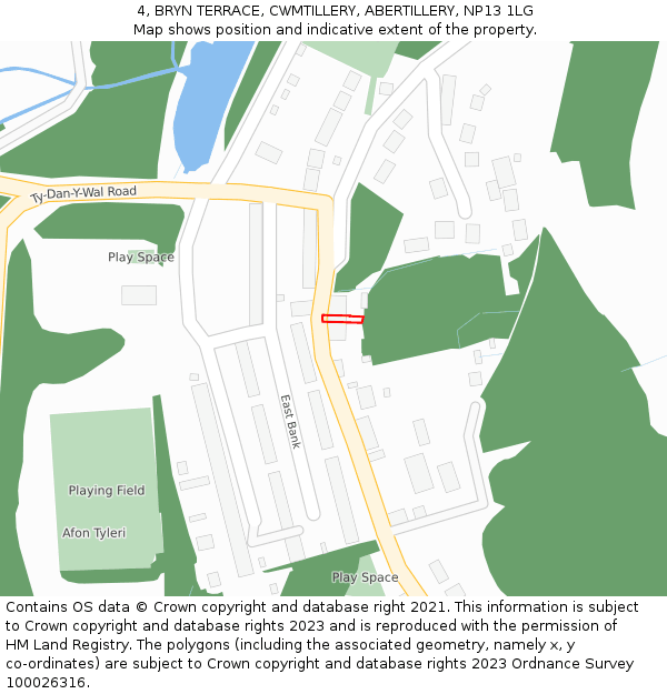 4, BRYN TERRACE, CWMTILLERY, ABERTILLERY, NP13 1LG: Location map and indicative extent of plot