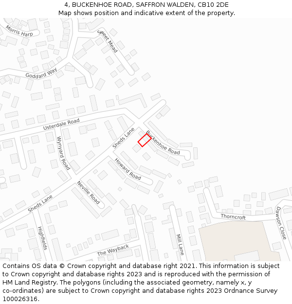 4, BUCKENHOE ROAD, SAFFRON WALDEN, CB10 2DE: Location map and indicative extent of plot