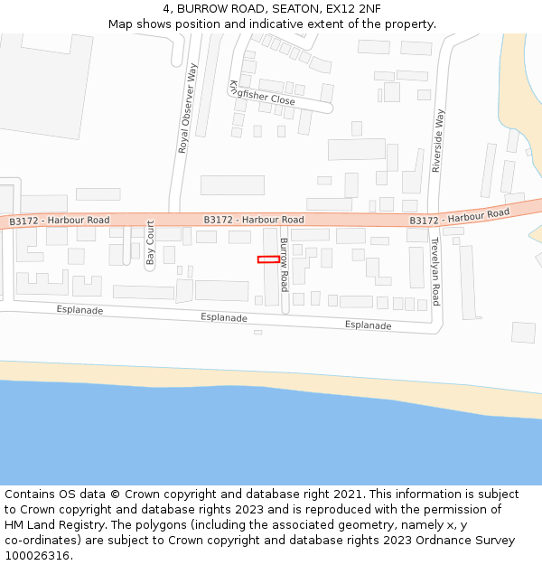 4, BURROW ROAD, SEATON, EX12 2NF: Location map and indicative extent of plot